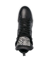 schwarze hohe Sneakers aus Leder von Roberto Cavalli