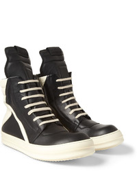 schwarze hohe Sneakers aus Leder von Rick Owens