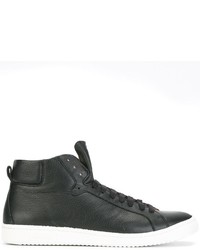 schwarze hohe Sneakers aus Leder von Paul Smith