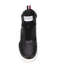 schwarze hohe Sneakers aus Leder von Thom Browne