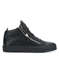 schwarze hohe Sneakers aus Leder von Giuseppe Zanotti Design