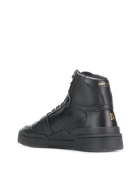 schwarze hohe Sneakers aus Leder von Saint Laurent