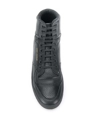 schwarze hohe Sneakers aus Leder von Saint Laurent