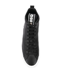 schwarze hohe Sneakers aus Leder von DSQUARED2