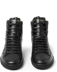 schwarze hohe Sneakers aus Leder von Saint Laurent