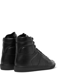 schwarze hohe Sneakers aus Leder von Saint Laurent