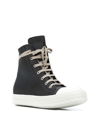 schwarze hohe Sneakers aus Leder von Rick Owens