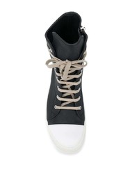 schwarze hohe Sneakers aus Leder von Rick Owens