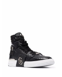 schwarze hohe Sneakers aus Leder von Philipp Plein