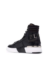 schwarze hohe Sneakers aus Leder von Philipp Plein