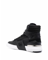 schwarze hohe Sneakers aus Leder von Philipp Plein