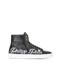 schwarze hohe Sneakers aus Leder von Philipp Plein