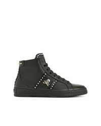 schwarze hohe Sneakers aus Leder von Philipp Plein