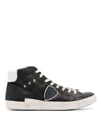 schwarze hohe Sneakers aus Leder von Philippe Model Paris