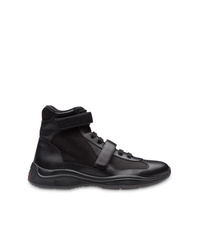 schwarze hohe Sneakers aus Leder von Prada