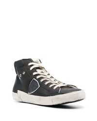 schwarze hohe Sneakers aus Leder von Philippe Model Paris