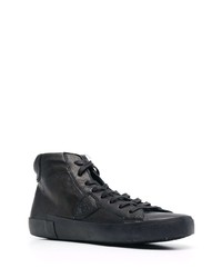 schwarze hohe Sneakers aus Leder von Philippe Model Paris