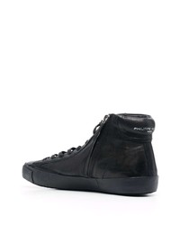 schwarze hohe Sneakers aus Leder von Philippe Model Paris