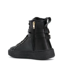 schwarze hohe Sneakers aus Leder von Versace Jeans