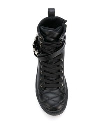 schwarze hohe Sneakers aus Leder von Versace Jeans