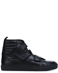 schwarze hohe Sneakers aus Leder von Raf Simons
