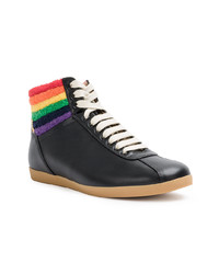 schwarze hohe Sneakers aus Leder von Gucci