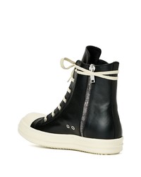 schwarze hohe Sneakers aus Leder von Rick Owens