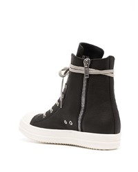 schwarze hohe Sneakers aus Leder von Rick Owens