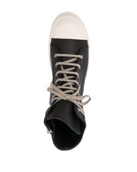 schwarze hohe Sneakers aus Leder von Rick Owens