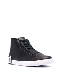 schwarze hohe Sneakers aus Leder von Moschino