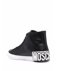 schwarze hohe Sneakers aus Leder von Moschino