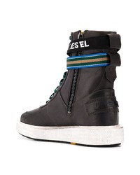 schwarze hohe Sneakers aus Leder von Diesel