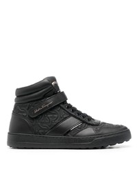schwarze hohe Sneakers aus Leder von Salvatore Ferragamo