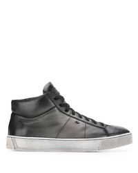 schwarze hohe Sneakers aus Leder von Santoni