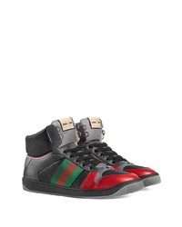 schwarze hohe Sneakers aus Leder von Gucci