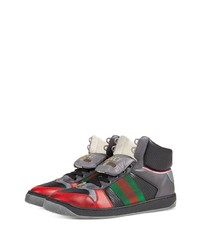 schwarze hohe Sneakers aus Leder von Gucci