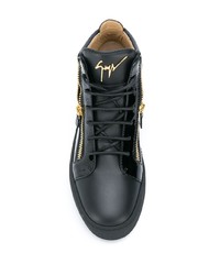 schwarze hohe Sneakers aus Leder von Giuseppe Zanotti