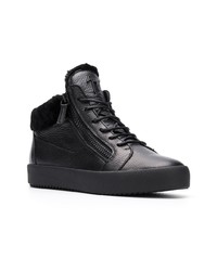 schwarze hohe Sneakers aus Leder von Giuseppe Zanotti Design