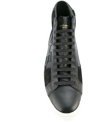 schwarze hohe Sneakers aus Leder von Saint Laurent