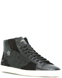 schwarze hohe Sneakers aus Leder von Saint Laurent