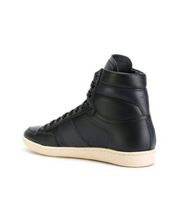 schwarze hohe Sneakers aus Leder von Saint Laurent