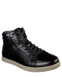 schwarze hohe Sneakers aus Leder von Skechers