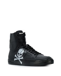 schwarze hohe Sneakers aus Leder von Philipp Plein