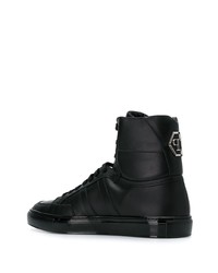 schwarze hohe Sneakers aus Leder von Philipp Plein