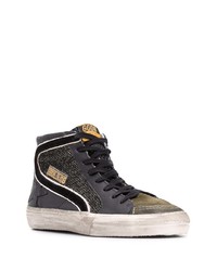 schwarze hohe Sneakers aus Leder von Golden Goose