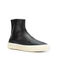 schwarze hohe Sneakers aus Leder von Maison Margiela