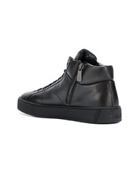 schwarze hohe Sneakers aus Leder von Santoni