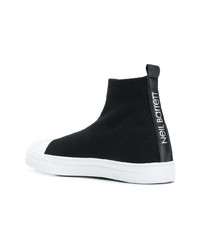 schwarze hohe Sneakers aus Leder von Neil Barrett