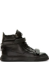 schwarze hohe Sneakers aus Leder von Giuseppe Zanotti