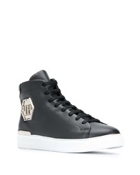 schwarze hohe Sneakers aus Leder von Philipp Plein